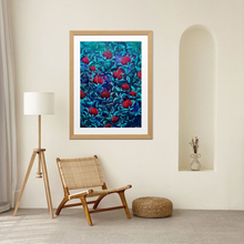 Load image into Gallery viewer, Waratahs painting, displayed on a living room wall