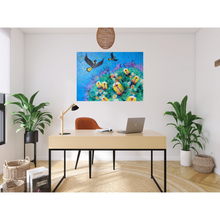Load image into Gallery viewer, Modern home office with a desk, plants, and a colorful abstract painting on the wall.