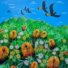 Load image into Gallery viewer, Painting - Flock of Black Cockatoos