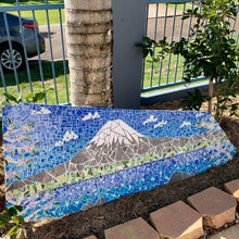 Load image into Gallery viewer, A custom mosaic artwork featuring a Mt Fuji landscape, perfect to place in your garden