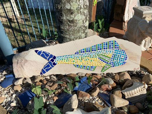 Mahi-Mahi Mosaic on Sandstone