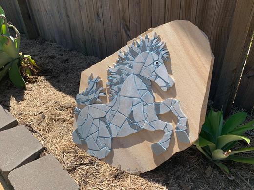 Horse Ceramic Tile Mosaic On Sandstone