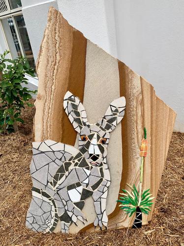 Kangaroo Ceramic Tile Mosaic On Sandstone