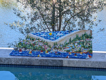 Load image into Gallery viewer, Mosaic artwork of Amalfi, Italy, by a pool with trees in the background
