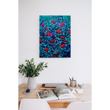 Load image into Gallery viewer, Waratahs painting, displayed on a wall above a desk
