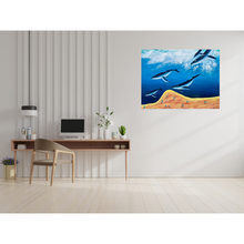 Load image into Gallery viewer, Modern office interior with a desk and chair, and a wall art of whales.
