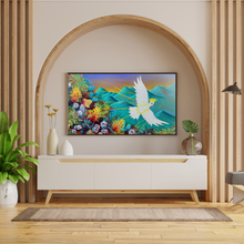 Load image into Gallery viewer, painting mounted on a wall in a living room with decorative elements
